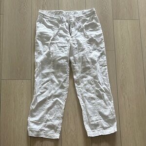 Arden B White Drawstring Linen-Blend Chinos